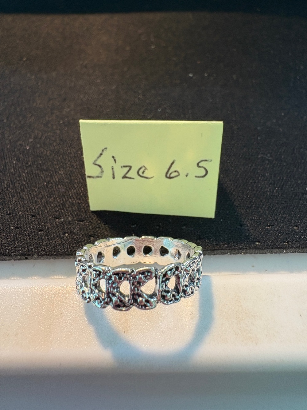 Silver Openwork Link-Style Women's Ring - Size 6.5